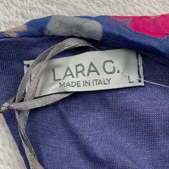 NWT LARA G By Lara Guidotti Floral Silk Viscose Blend Maxi Dress M L XL Blue - Picture 7 of 16